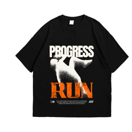 "Progress Run" Black Oversized T-Shirt